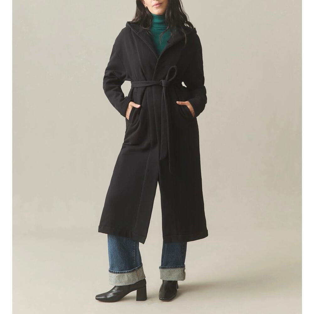 NWOT American Giant Women's 100% Cotton Fleece Long Coat Black Size XS/S